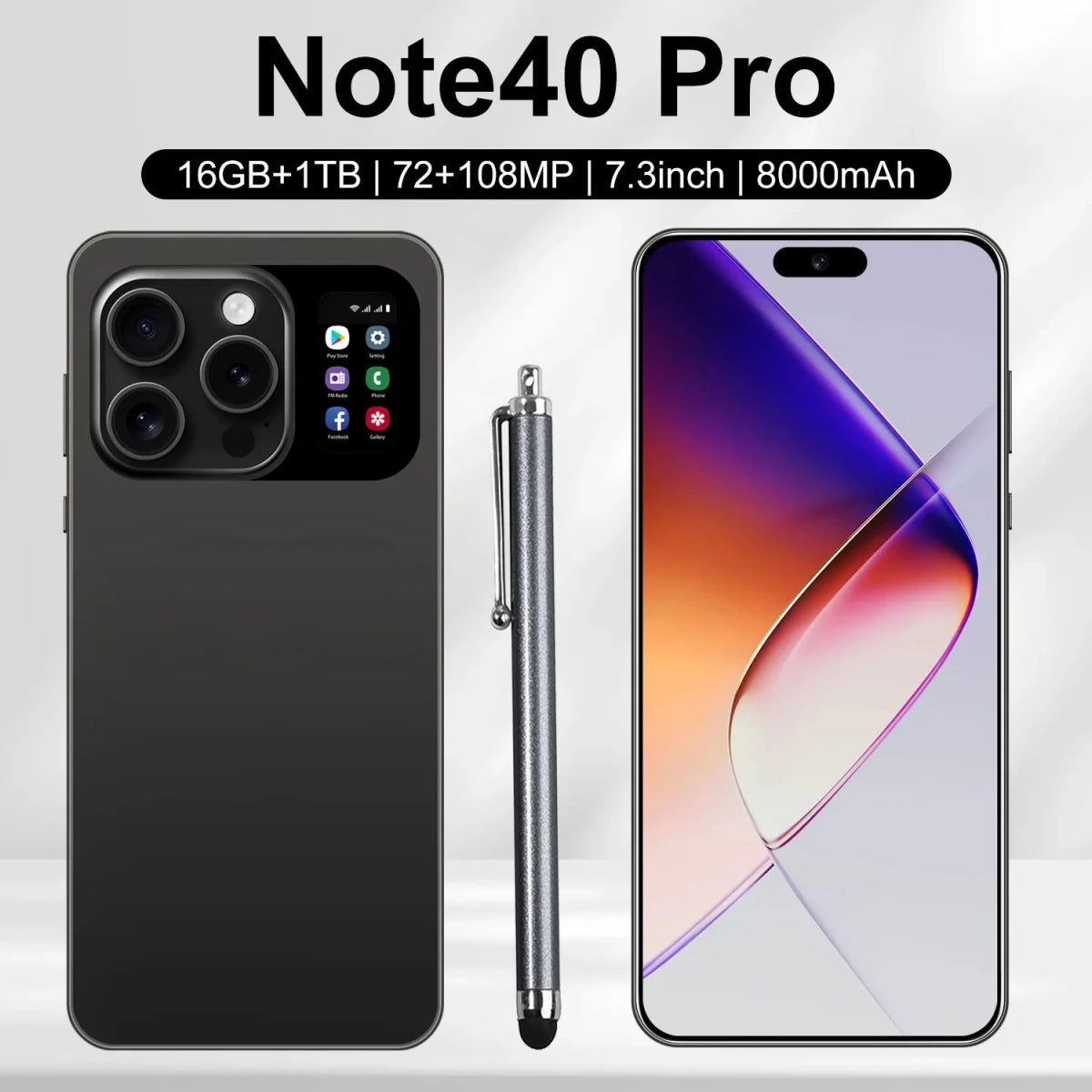 Popular Note40 Pro Android System Smartphone HD Screen 16G+1TB 4000mAh Face Unlock Quality Phones French German Spanish English Blue Popular Note40 Pro Android System Smartphone HD Screen 16G+1TB 4000mAh Face Unlock Quality Phones French German Spanish English - shop_name