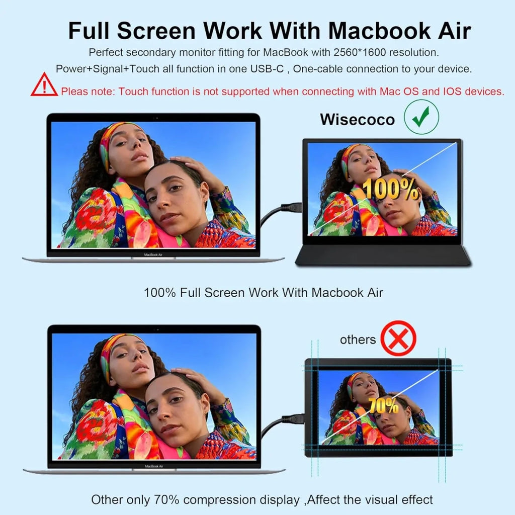 Portable Monitor 9 inch 2K 2560*1600 IPS Touch Screen 73% NTSC USB C HDMI Computer Laptop LCD Monitor for MacBook Phone Xbox PS5 Portable Monitor 9 inch 2K 2560*1600 IPS Touch Screen 73% NTSC USB C HDMI Computer Laptop LCD Monitor for MacBook Phone Xbox PS5 - shop_name