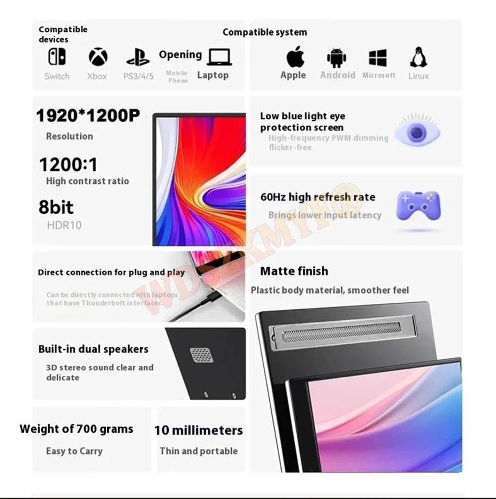 Portable Touch Screen13.3" Monitor Secondary IPS Display FHD 1200P Type - C HDMI For Cell phone PC Xbox Switch Laptop 13.3INCH - TOUCH Portable Touch Screen13.3" Monitor Secondary IPS Display FHD 1200P Type - C HDMI For Cell phone PC Xbox Switch Laptop - shop_name