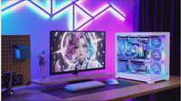 PLUS Rainbow Version White, Panoramic Version Sea View Room Computer Case (360 Water Cooling/ATX Main Board /ARGB Light Bar
