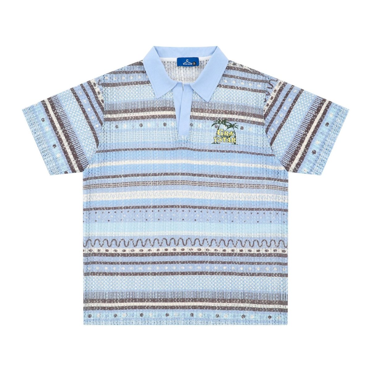 Printed Shirt Loose Leisure All - matching Men's Top Blue Printed Shirt Loose Leisure All - matching Men's Top - shop_name