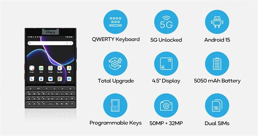 QWERTY Octa Core HD Smartphone 5G Android 15 12GB+512GB NFC 5050mAh Mobile Phone Unihertz Titan 2 Black QWERTY Octa Core HD Smartphone 5G Android 15 12GB+512GB NFC 5050mAh Mobile Phone Unihertz Titan 2 - shop_name