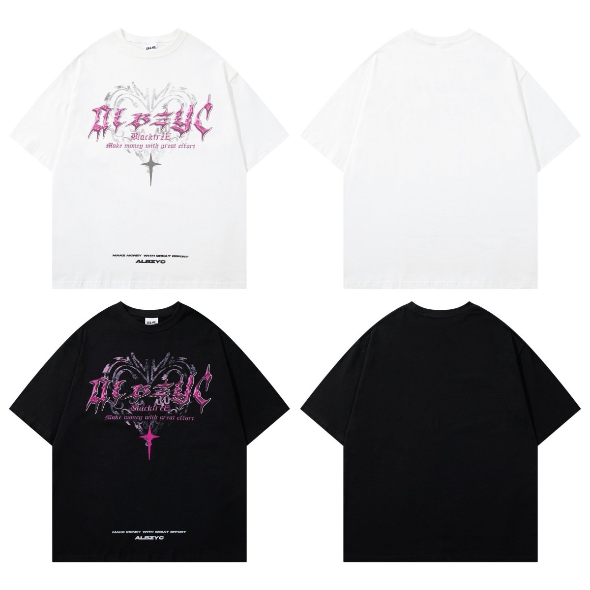 Retro Design Printed Round Neck Short Sleeve T-shirt White Retro Design Printed Round Neck Short Sleeve T-shirt - shop_name