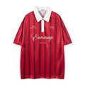 Retro Sports Digital Striped Polo Shirt Loose Lapels Short Sleeve T-shirt Red Retro Sports Digital Striped Polo Shirt Loose Lapels Short Sleeve T-shirt - shop_name