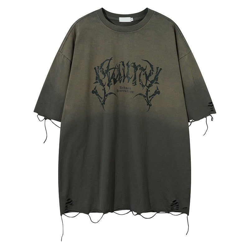 Retro Tattered Jeans Summer Loose Personality Half Sleeve Black Retro Tattered Jeans Summer Loose Personality Half Sleeve - shop_name