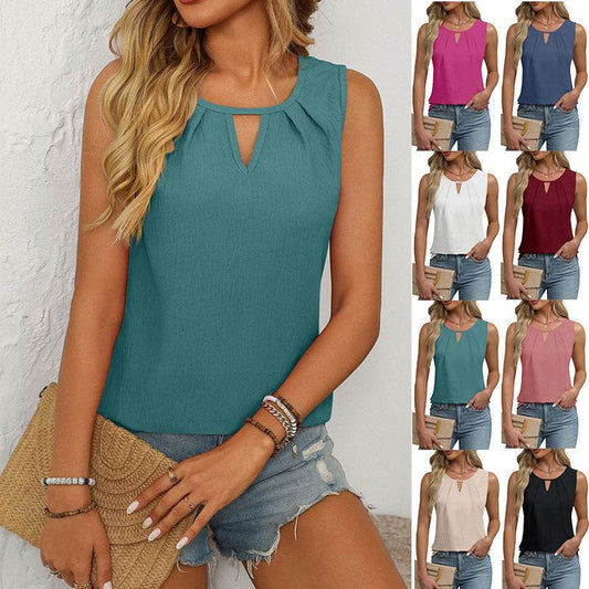 Round Neck Sleeveless Casual Short-sleeved Vest T-shirt - Update Avenue 