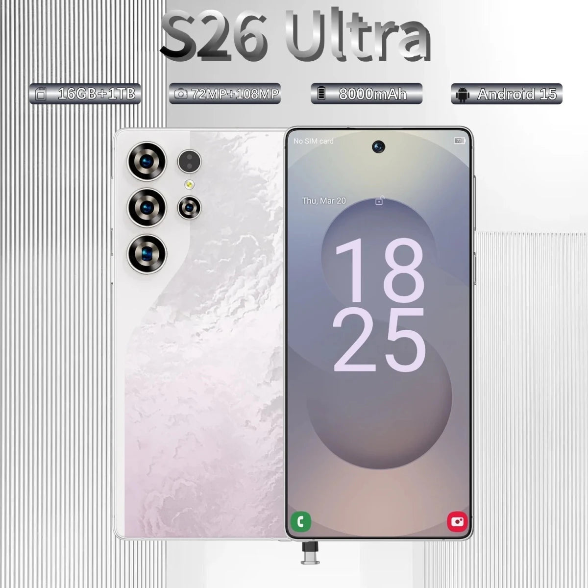 S26 Ultra5G MTK Octa Core LTE Dual Sim Business Smart Phone HD OLED 90Hz Display 108MP Rear Camera Android 15 8000mAh 512GB 5G Green S26 Ultra5G MTK Octa Core LTE Dual Sim Business Smart Phone HD OLED 90Hz Display 108MP Rear Camera Android 15 8000mAh 512GB 5G - shop_name