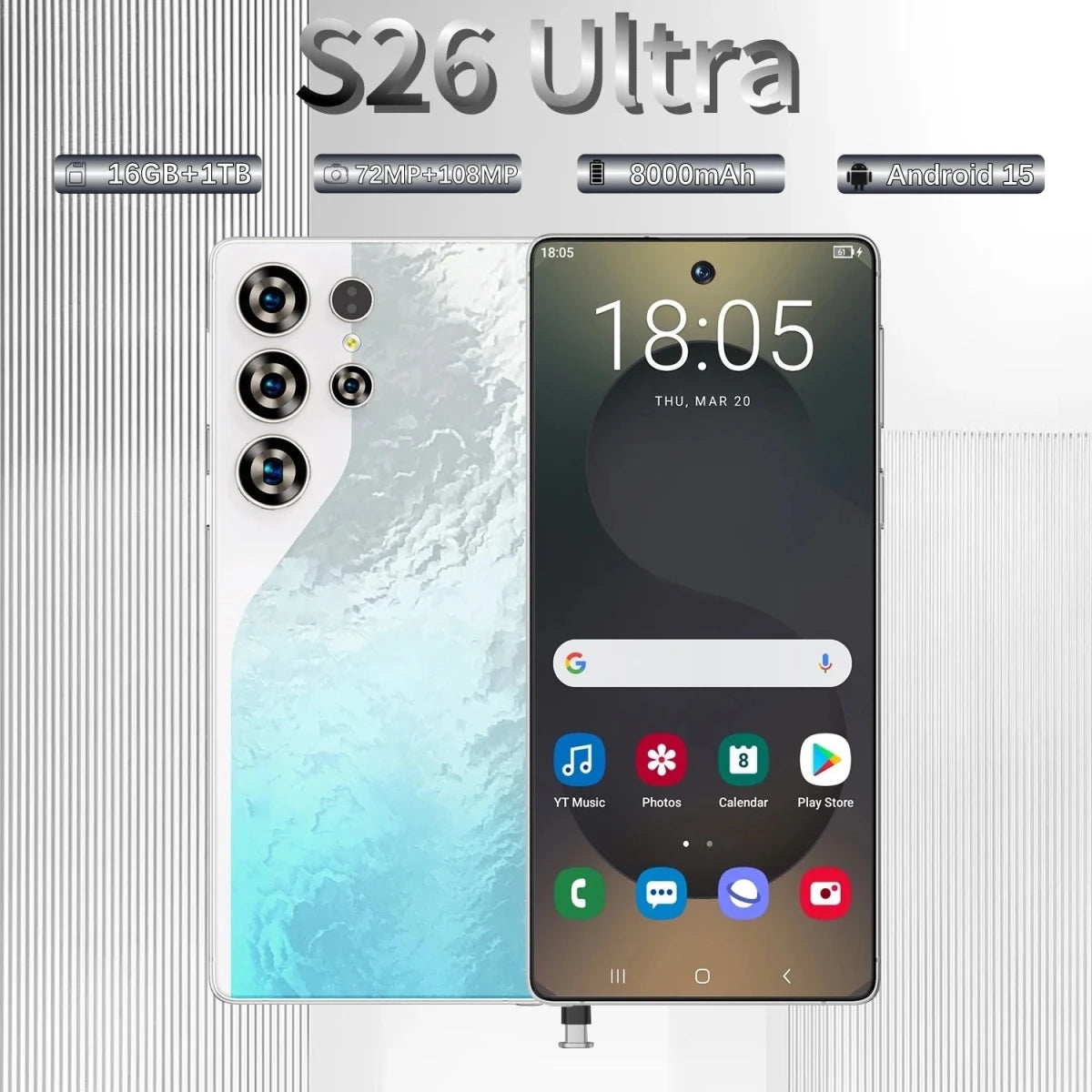 S26 Ultra5G MTK Octa Core LTE Dual Sim Business Smart Phone HD OLED 90Hz Display 108MP Rear Camera Android 15 8000mAh 512GB 5G Green S26 Ultra5G MTK Octa Core LTE Dual Sim Business Smart Phone HD OLED 90Hz Display 108MP Rear Camera Android 15 8000mAh 512GB 5G - shop_name