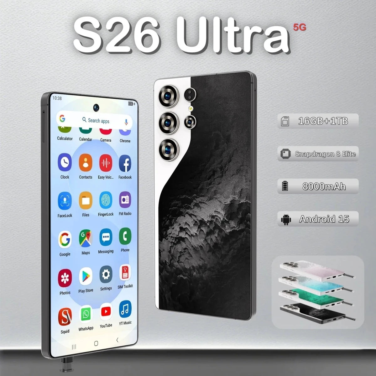 S26 Ultra5G MTK Octa Core LTE Dual Sim Business Smart Phone HD OLED 90Hz Display 108MP Rear Camera Android 15 8000mAh 512GB 5G Black S26 Ultra5G MTK Octa Core LTE Dual Sim Business Smart Phone HD OLED 90Hz Display 108MP Rear Camera Android 15 8000mAh 512GB 5G - shop_name