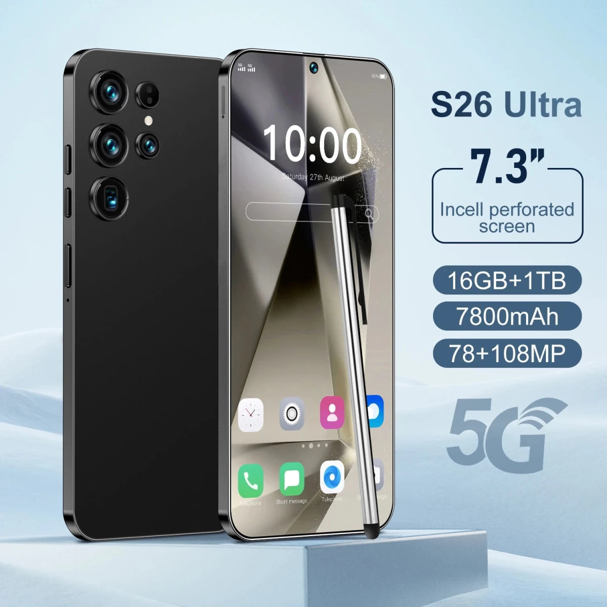 S26Ultra Smart Phone 5G Dual Core CPU 128GB ROM Dual SIM 2K Resolution Screen 16GB RAM English Operating CDMA LTE Mobile Phones Black S26Ultra Smart Phone 5G Dual Core CPU 128GB ROM Dual SIM 2K Resolution Screen 16GB RAM English Operating CDMA LTE Mobile Phones - shop_name