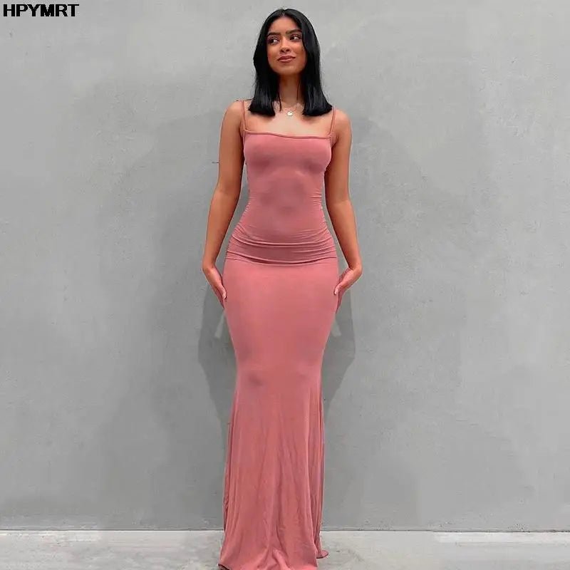 Satin Slip Sleeveless Backless Slim Sexy Maxi Dress 2022 Spring Women Party Y2K Concise Bodycon Elegant Dresses Female Clothing Pink Satin Slip Sleeveless Backless Slim Sexy Maxi Dress 2022 Spring Women Party Y2K Concise Bodycon Elegant Dresses Female Clothing - shop_name
