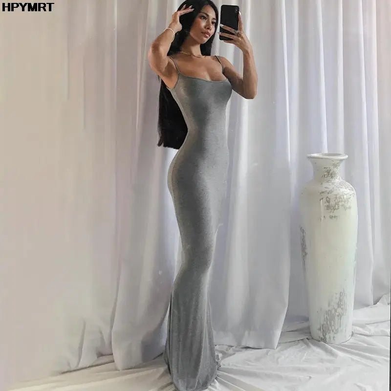 Satin Slip Sleeveless Backless Slim Sexy Maxi Dress 2022 Spring Women Party Y2K Concise Bodycon Elegant Dresses Female Clothing Grey Satin Slip Sleeveless Backless Slim Sexy Maxi Dress 2022 Spring Women Party Y2K Concise Bodycon Elegant Dresses Female Clothing - shop_name