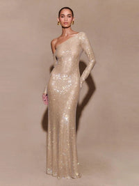 Sexy Diagonal Collar Sparkly Diamonds Long Dress Women Long Sleeves Shiny Rhinestones Slim Dresses Evening Party Cokctail Gowns GRAY Sexy Diagonal Collar Sparkly Diamonds Long Dress Women Long Sleeves Shiny Rhinestones Slim Dresses Evening Party Cokctail Gowns - shop_name