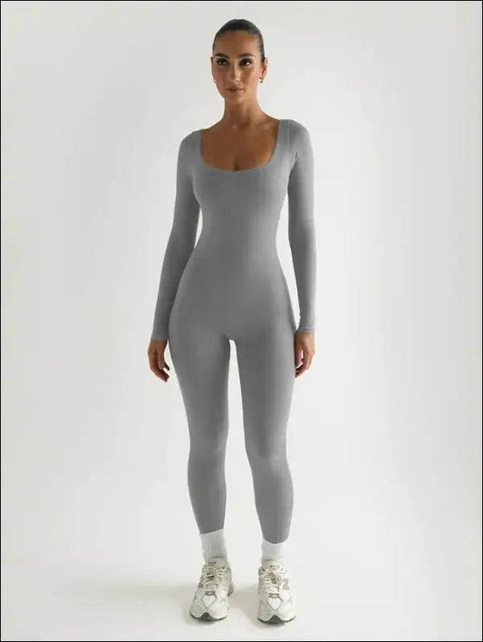 Sibybo Yoga Jumpsuit Women Basics Long-sleeved Jumpsuits Lady Fitness Exercise Workout Rompers Femme Casual Skinny Overalls - Update Avenue 