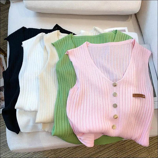 Sleeveless Vest Ice Silk Knitted Women - Update Avenue 