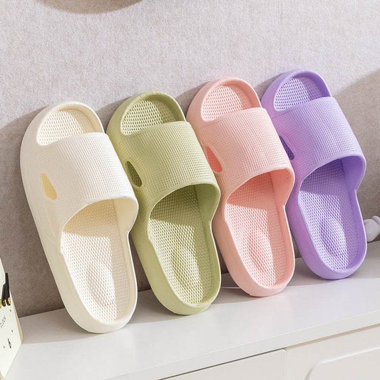 Solid Color Thick Bottom Home Slippers Summer Non-slip Floor Bathroom Slipper Women Men Couples Shoes - Update Avenue 