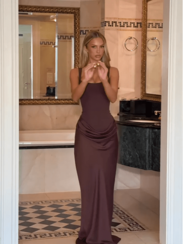 Solid Pleated Sling Dress Women Square Neck Sleeveless Off - shoulder Waist Cinching Slim Dresses Lady Evening Party Gowns 2025 Blue Solid Pleated Sling Dress Women Square Neck Sleeveless Off - shoulder Waist Cinching Slim Dresses Lady Evening Party Gowns 2025 - shop_name