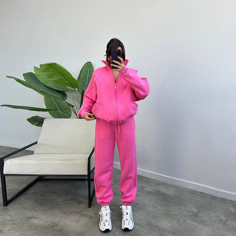 Sports Suits With Pockets Stand-up Collar Zipper Cardigan And Drawstring Trousers Fashion Jogger Set Outfits Tracksuits Women's Clothing - Update Avenue 