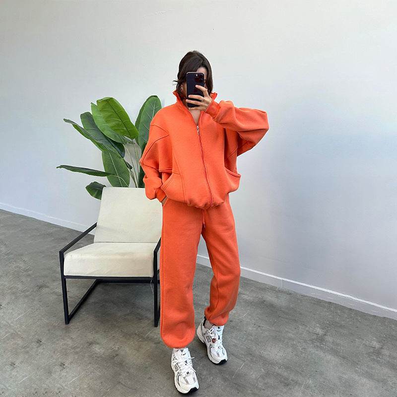 Sports Suits With Pockets Stand-up Collar Zipper Cardigan And Drawstring Trousers Fashion Jogger Set Outfits Tracksuits Women's Clothing - Update Avenue 
