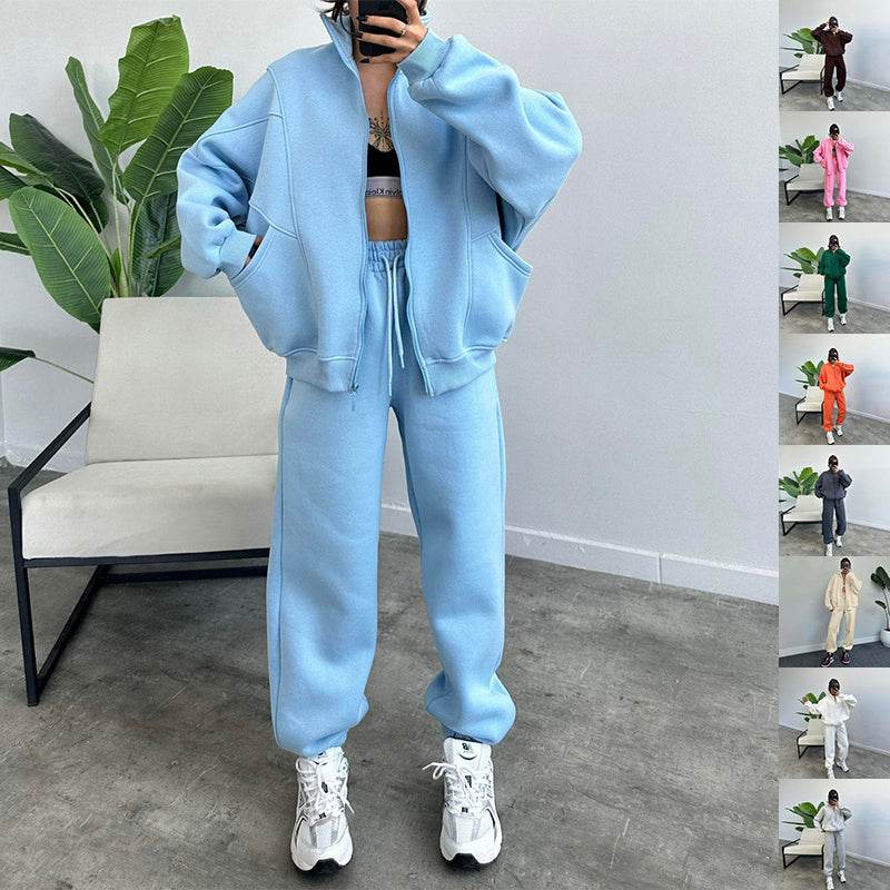 Sports Suits With Pockets Stand-up Collar Zipper Cardigan And Drawstring Trousers Fashion Jogger Set Outfits Tracksuits Women's Clothing - Update Avenue 