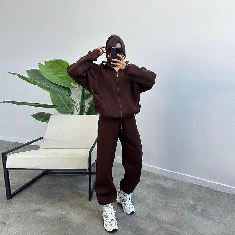Sports Suits With Pockets Stand-up Collar Zipper Cardigan And Drawstring Trousers Fashion Jogger Set Outfits Tracksuits Women's Clothing - Update Avenue 