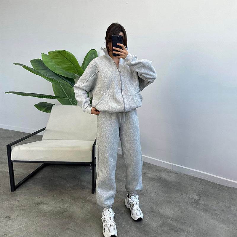 Sports Suits With Pockets Stand-up Collar Zipper Cardigan And Drawstring Trousers Fashion Jogger Set Outfits Tracksuits Women's Clothing - Update Avenue 