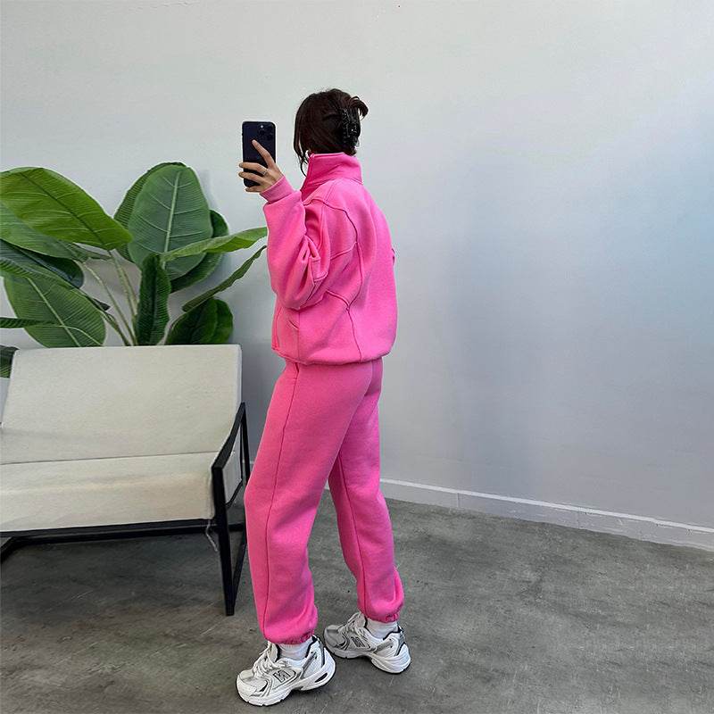 Sports Suits With Pockets Stand-up Collar Zipper Cardigan And Drawstring Trousers Fashion Jogger Set Outfits Tracksuits Women's Clothing - Update Avenue 