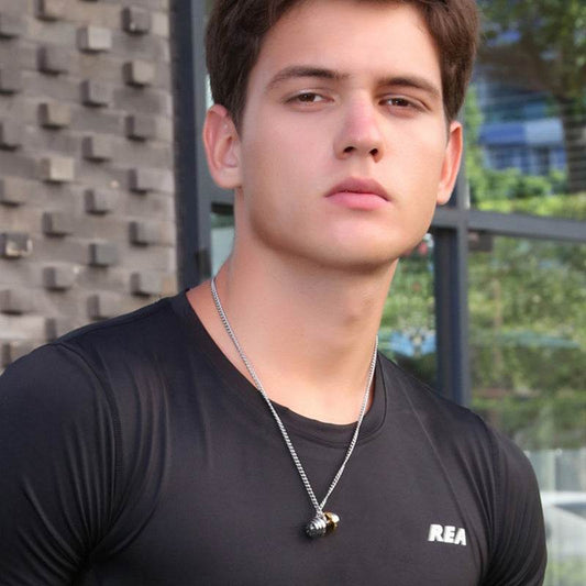 Stainless Steel Weights Gym Barbell Necklace Men - Update Avenue 