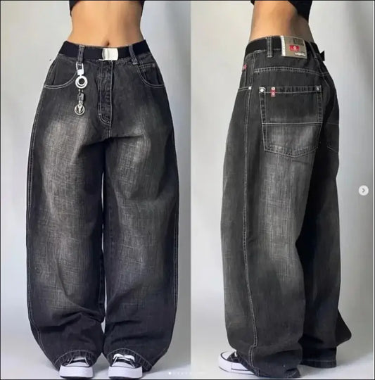Streetwear New Y2K Women Clothing baggy Jeans Harajuku Hip Hop Street Vintage Letters Black Gothic Casual pants