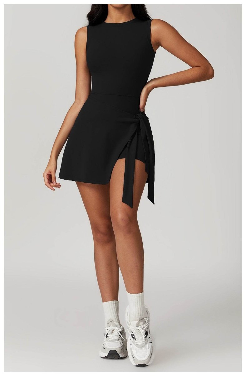 sual Fitness Fake Two-piece Tight Sports Dress - Update Avenue 
