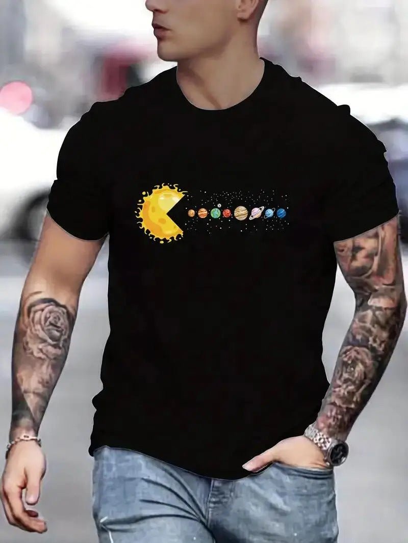 Sun Eating Planet Trendy Loose Round Neck Men's Short Sleeve Black KCAT209 Sun Eating Planet Trendy Loose Round Neck Men's Short Sleeve - shop_name