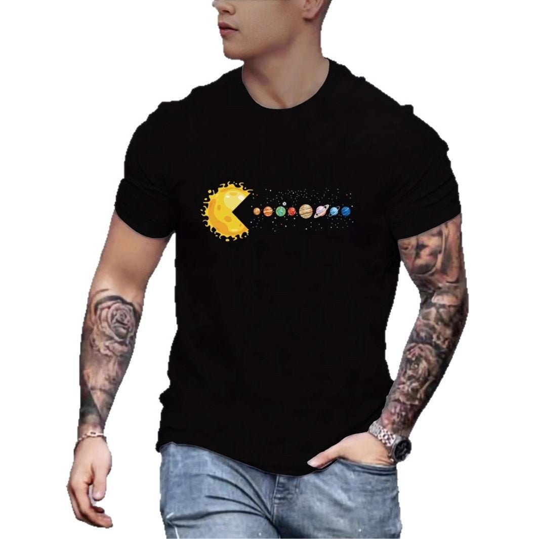 Sun Eating Planet Trendy Loose Round Neck Men's Short Sleeve Black KCAT209 Sun Eating Planet Trendy Loose Round Neck Men's Short Sleeve - shop_name