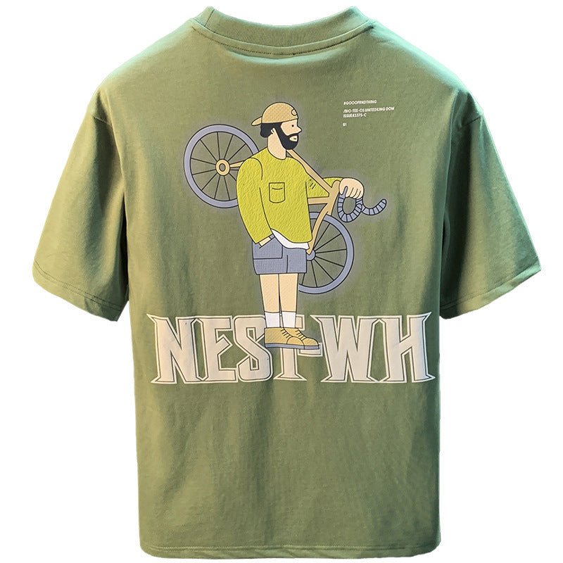 T-shirt Men's Trendy Printed Literary Youth Green T-shirt Men's Trendy Printed Literary Youth - shop_name