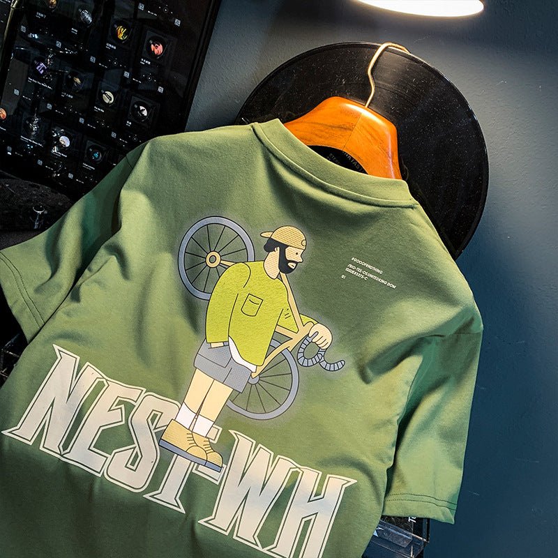 T-shirt Men's Trendy Printed Literary Youth Green T-shirt Men's Trendy Printed Literary Youth - shop_name