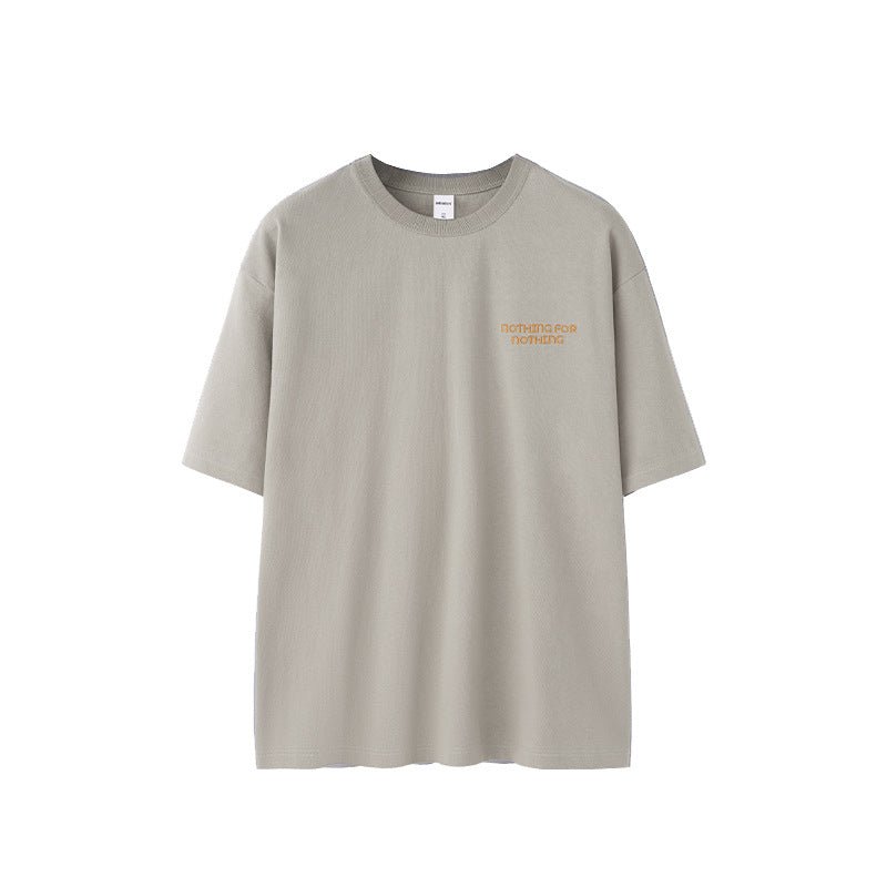 Thread Collar Embroidered T-shirt Retro Heavy Pit Short Sleeve Gray Thread Collar Embroidered T-shirt Retro Heavy Pit Short Sleeve - shop_name