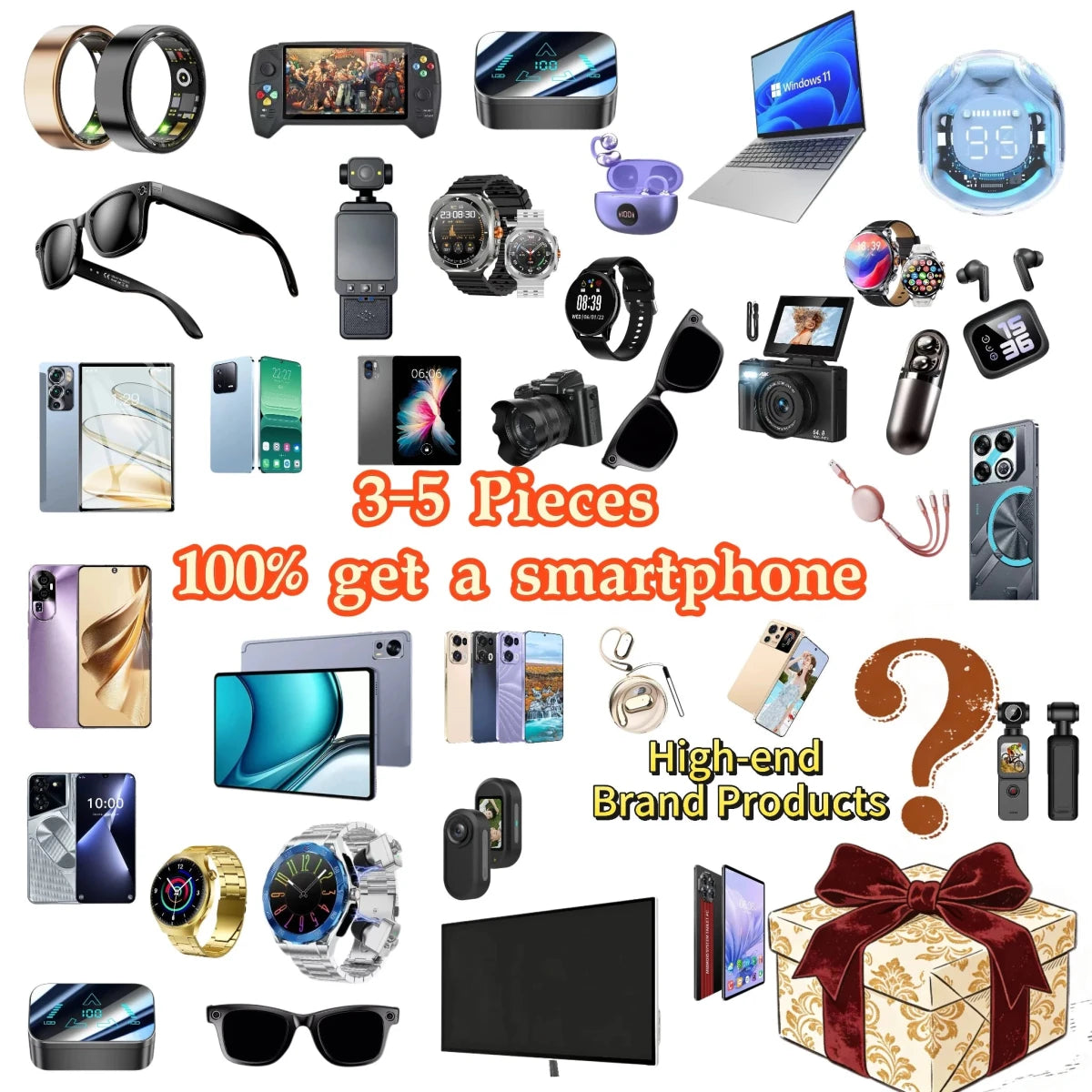 Trendy 3C Smart Electronics Mystery Box Hot Tech Gadgets Mobile Phone Smart Watch Earphone for Holiday Presents Tech Enthusiasts 3 - 5 Pieces 100% Get a Smartphone Color Multi Trendy 3C Smart Electronics Mystery Box Hot Tech Gadgets Mobile Phone Smart Watch Earphone for Holiday Presents Tech Enthusiasts - shop_name