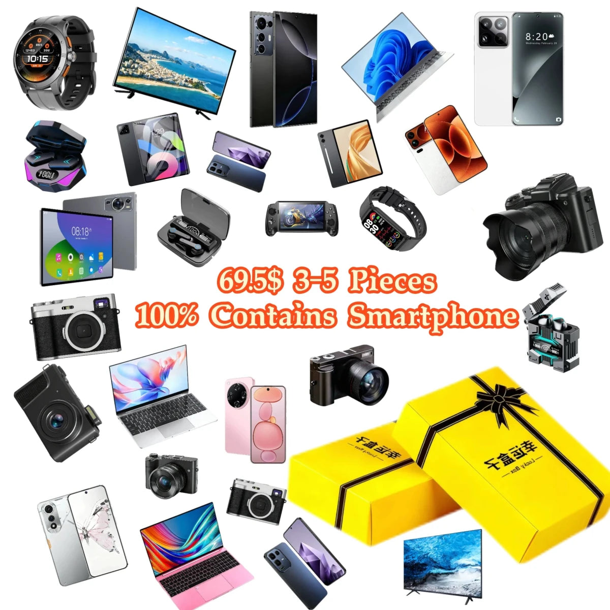 Trendy 3C Smart Electronics Mystery Box Hot Tech Gadgets Mobile Phone Smart Watch Earphone for Holiday Presents Tech Enthusiasts 3 - 5 Pieces 100% Get a Smartphone Color Multi Trendy 3C Smart Electronics Mystery Box Hot Tech Gadgets Mobile Phone Smart Watch Earphone for Holiday Presents Tech Enthusiasts - shop_name