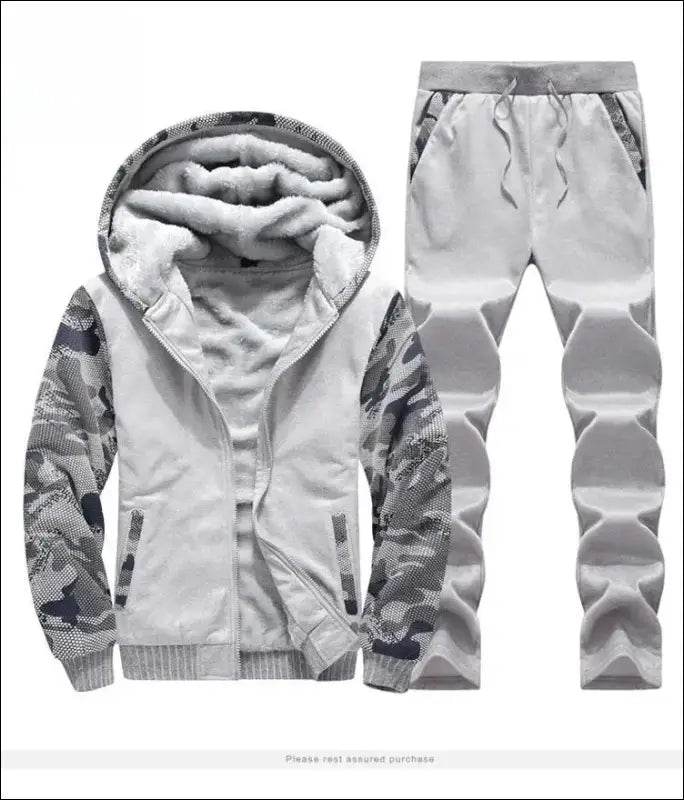 UETEEY Winter Tracksuit Men Sets Fleece Thicken Warm Cardigan Hoodies Pants Man Sport Running Hooded Jacket Male