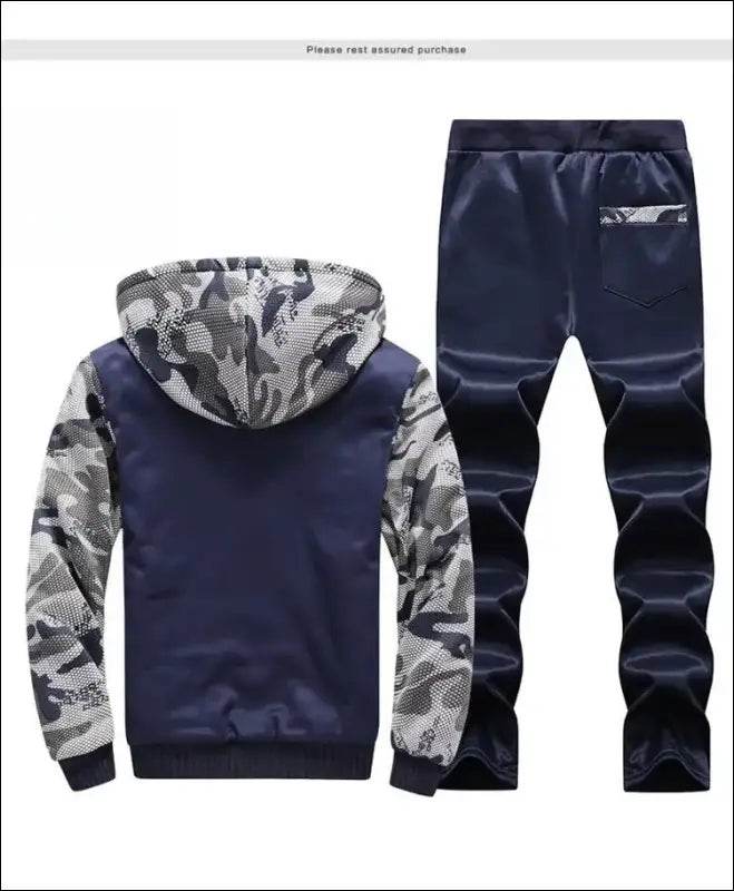 UETEEY Winter Tracksuit Men Sets Fleece Thicken Warm Cardigan Hoodies Pants Man Sport Running Hooded Jacket Male