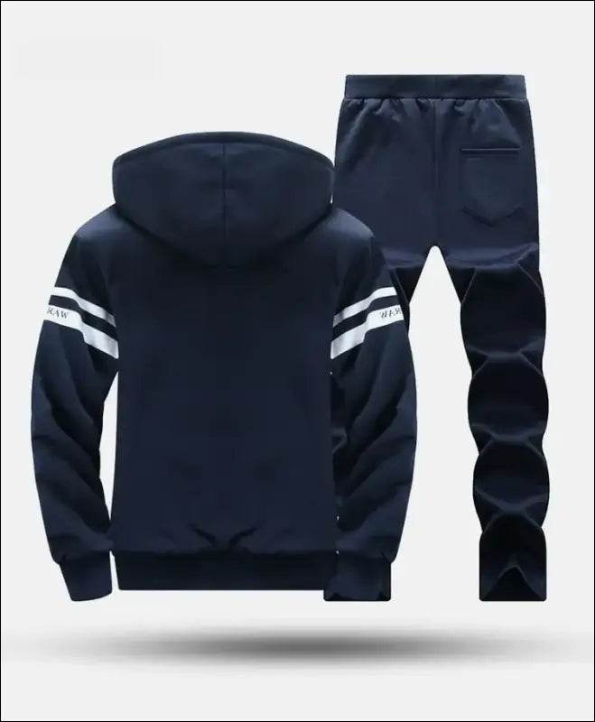 UETEEY Winter Tracksuit Men Sets Fleece Thicken Warm Cardigan Hoodies Pants Man Sport Running Hooded Jacket Male