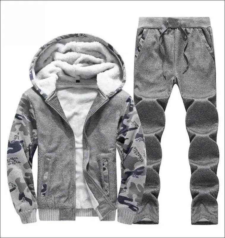 UETEEY Winter Tracksuit Men Sets Fleece Thicken Warm Cardigan Hoodies Pants Man Sport Running Hooded Jacket Male