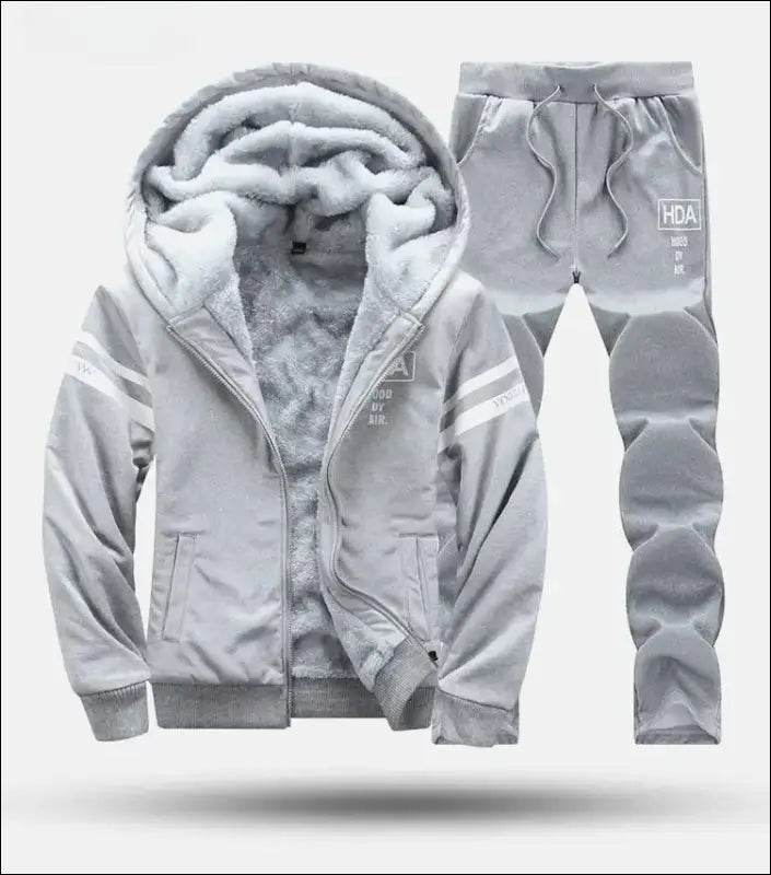 UETEEY Winter Tracksuit Men Sets Fleece Thicken Warm Cardigan Hoodies Pants Man Sport Running Hooded Jacket Male