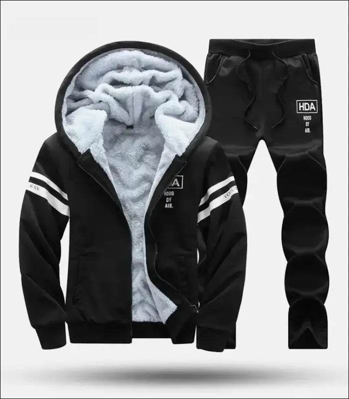 UETEEY Winter Tracksuit Men Sets Fleece Thicken Warm Cardigan Hoodies Pants Man Sport Running Hooded Jacket Male