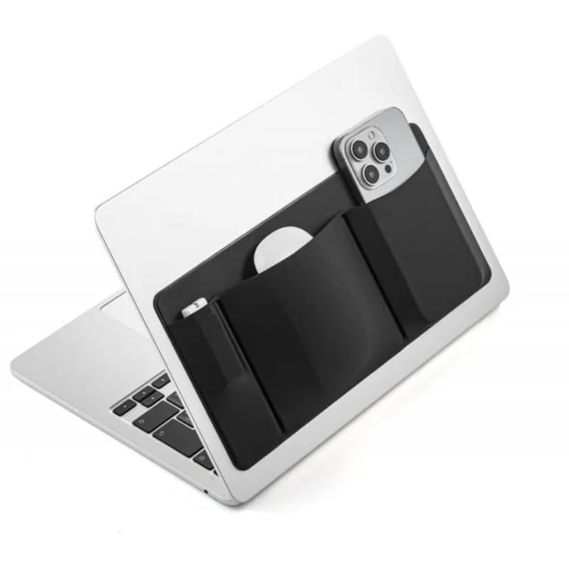 Universal Stick - On Mouse Pouch Reusable Storage Bag for Mouse Three Pockets for Mobile Phone Holder for Laptop Black Universal Stick - On Mouse Pouch Reusable Storage Bag for Mouse Three Pockets for Mobile Phone Holder for Laptop - shop_name