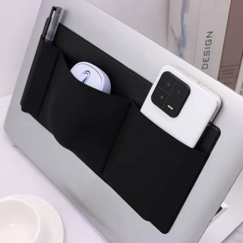Universal Stick - On Mouse Pouch Reusable Storage Bag for Mouse Three Pockets for Mobile Phone Holder for Laptop Black Universal Stick - On Mouse Pouch Reusable Storage Bag for Mouse Three Pockets for Mobile Phone Holder for Laptop - shop_name