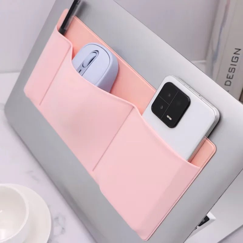 Universal Stick - On Mouse Pouch Reusable Storage Bag for Mouse Three Pockets for Mobile Phone Holder for Laptop Pink Universal Stick - On Mouse Pouch Reusable Storage Bag for Mouse Three Pockets for Mobile Phone Holder for Laptop - shop_name