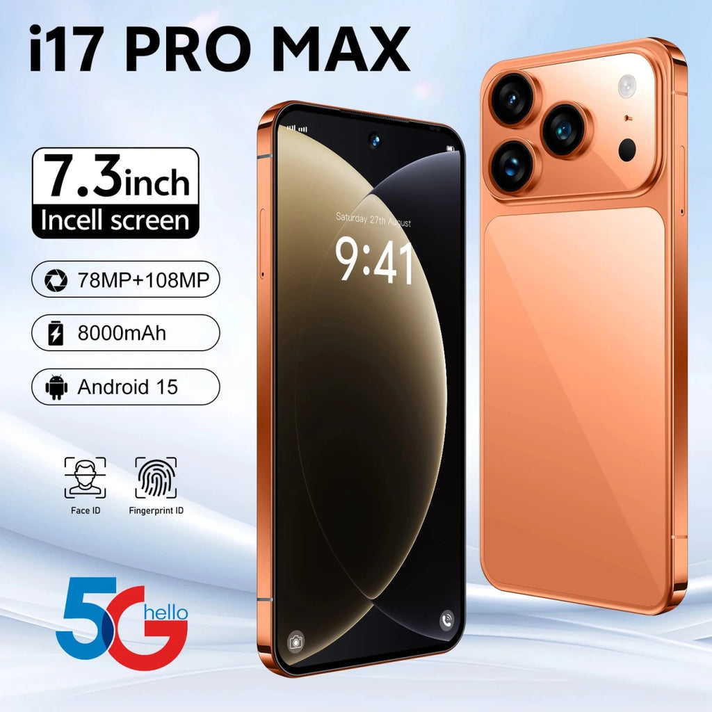 Unlocked I17 Pro Max Smartphone High Quality Mobile Phone 4G/5G 4GB RAM 64GB ROM Show 1TB 6.9inch CellPhone Orange Unlocked I17 Pro Max Smartphone High Quality Mobile Phone 4G/5G 4GB RAM 64GB ROM Show 1TB 6.9inch CellPhone - shop_name