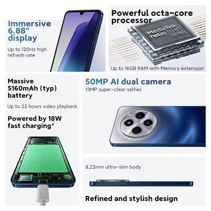 Used Wholesale Global Version for Xiaomi Redmi 14C 4G 4+128G Mobile Phone 33W Quick Charge Original Cellphone Smartphone 14C Black Used Wholesale Global Version for Xiaomi Redmi 14C 4G 4+128G Mobile Phone 33W Quick Charge Original Cellphone Smartphone 14C - shop_name