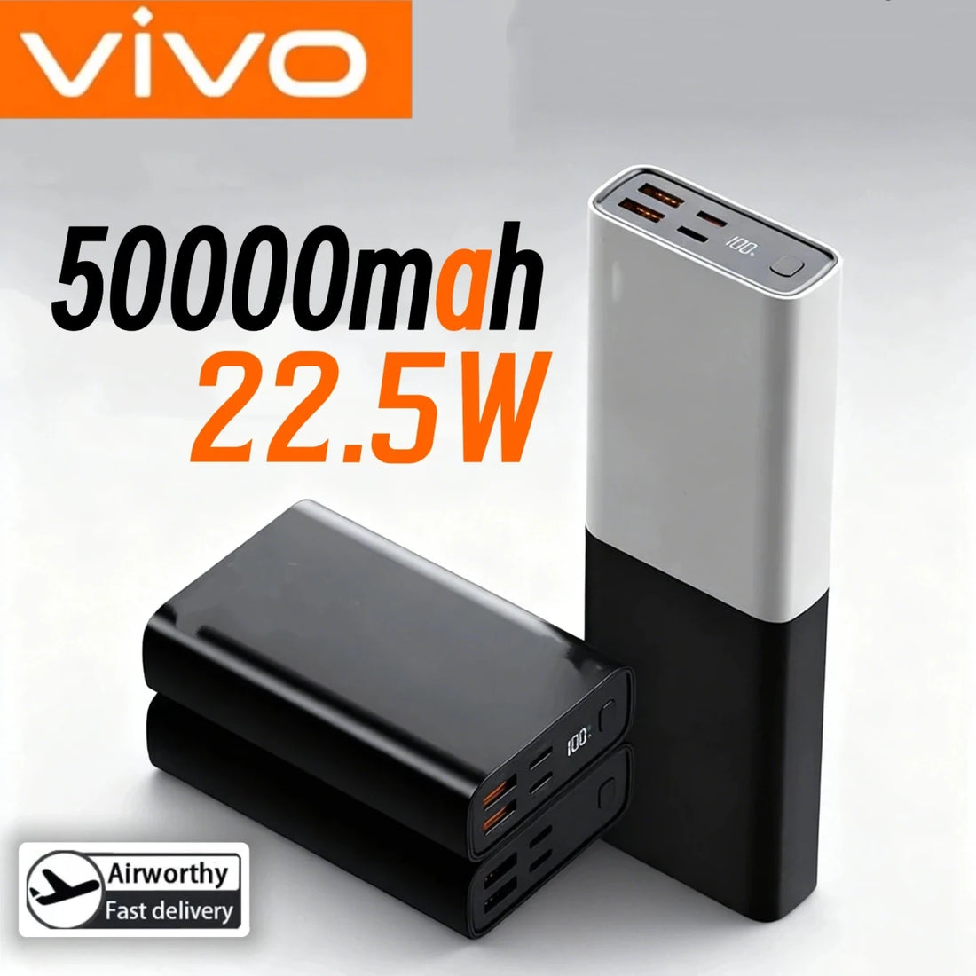 VIVO 50000mAh Large Capacity Powerbank Fast Charging Portable Charger External Battery For IPhone Xiaomi Phone Laptop 2026 Blue VIVO 50000mAh Large Capacity Powerbank Fast Charging Portable Charger External Battery For IPhone Xiaomi Phone Laptop 2026 - shop_name