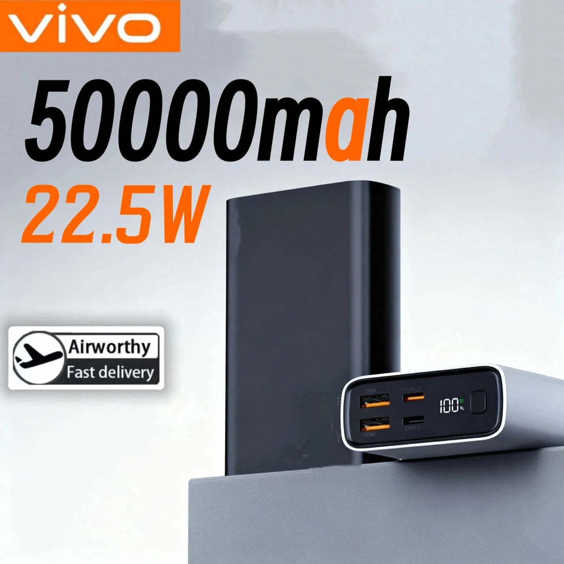 VIVO 50000mAh Large Capacity Powerbank Fast Charging Portable Charger External Battery For IPhone Xiaomi Phone Laptop 2026 Blue VIVO 50000mAh Large Capacity Powerbank Fast Charging Portable Charger External Battery For IPhone Xiaomi Phone Laptop 2026 - shop_name